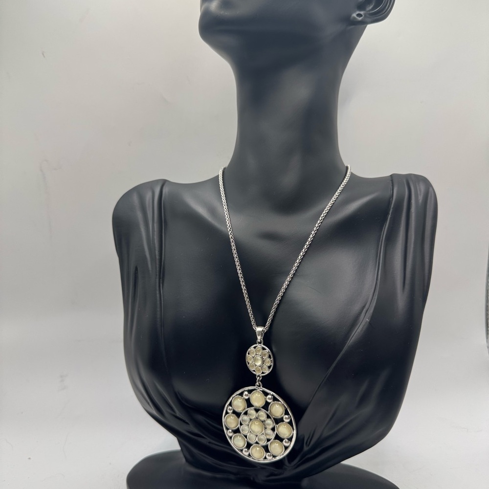 Lucky Brand‎ Silver Reversible Pendant Necklace Adjustable chain Boho